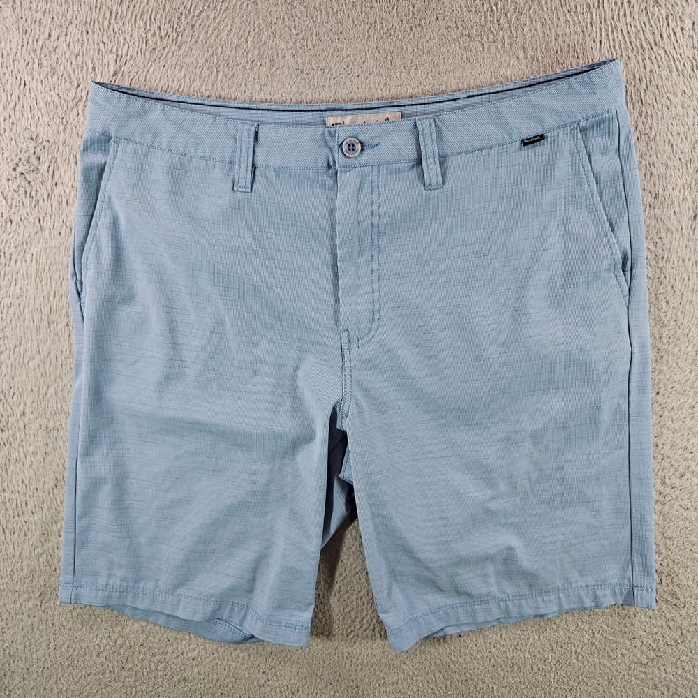 Travis Mathew Beck Mens Shorts 36 Blue Micro Check Golf Performance Stretch 10in